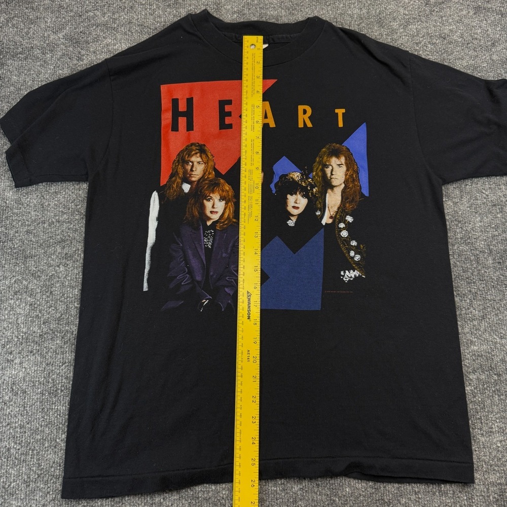 Vtg 1990 Heart Brigade Tour Shirt Anvil Value T Large L Band Concert Rock 50/50 - Picture 4 of 9
